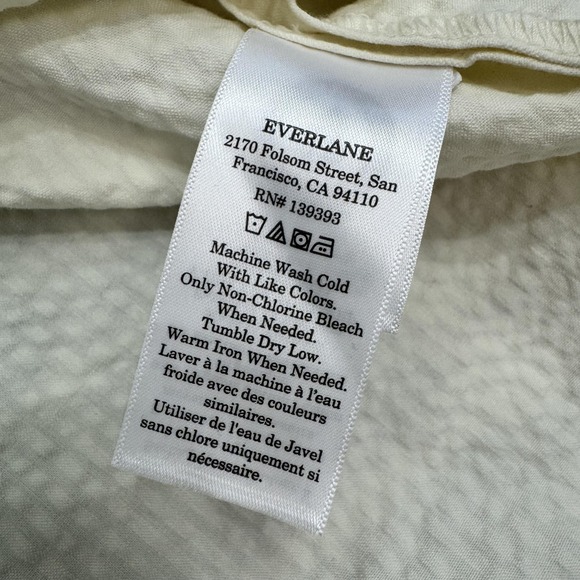 Everlane Dress Women's 10 Bone Seersucker Wrap V Neck Balloon Sleeve Mini - Picture 13 of 14